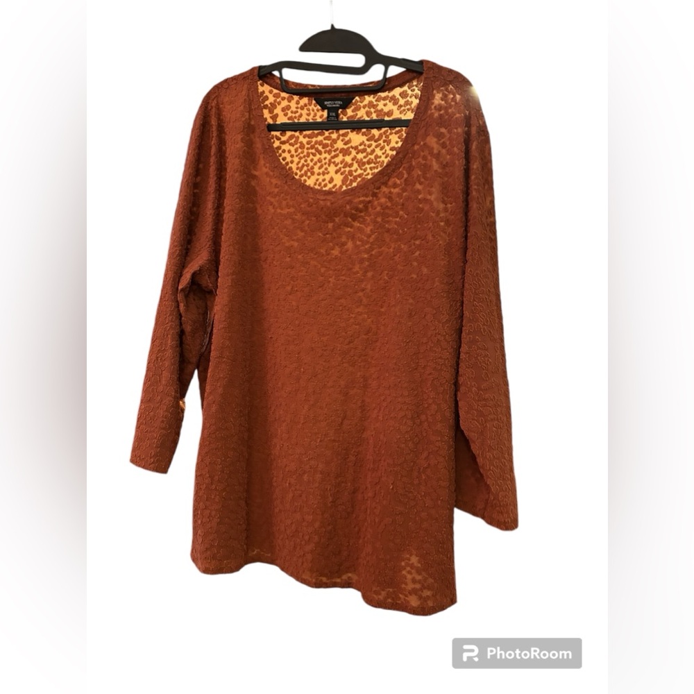Simply Vera: Vera Wang brand brown long sleeve top